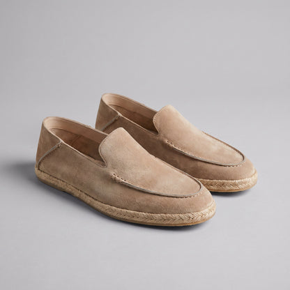 Men's Suede Style Espadrille Loafers | Jute Trim Summer Slip-On