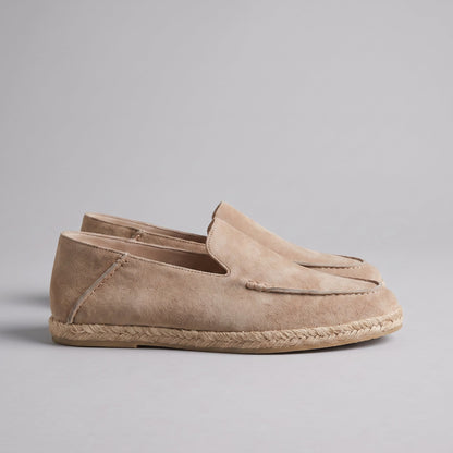 Men's Suede Style Espadrille Loafers | Jute Trim Summer Slip-On
