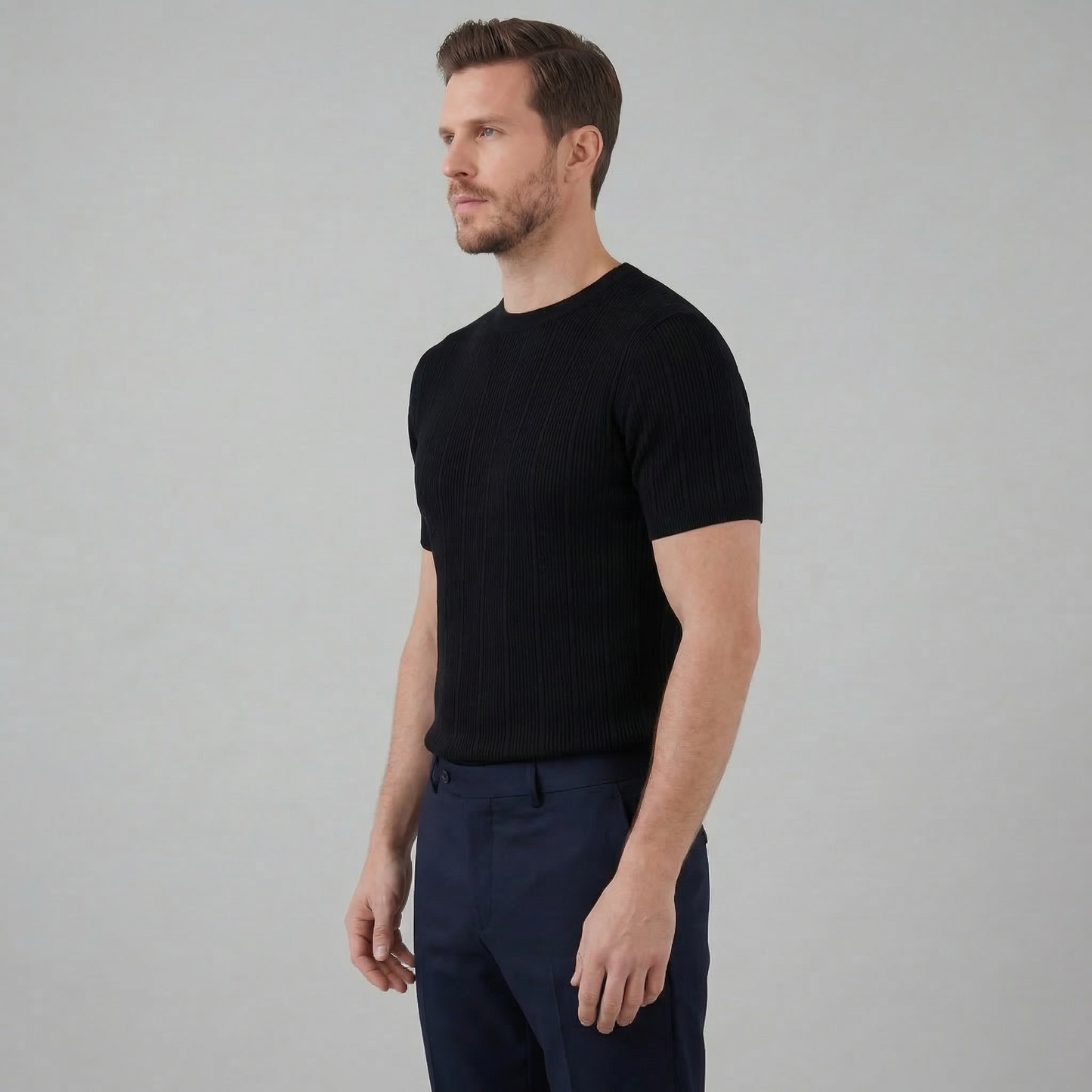 Men's Rib Knit Long Sleeve Tee