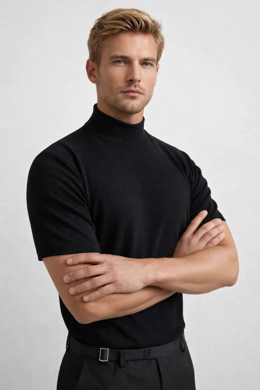 Men's Slim Fit T-Shirt | Modern Stand Collar Style