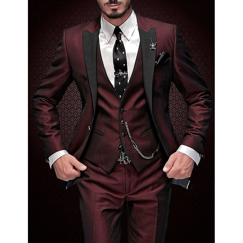 Men's Three-Piece Suit Set | Blazer & Waistcoat Wedding Style